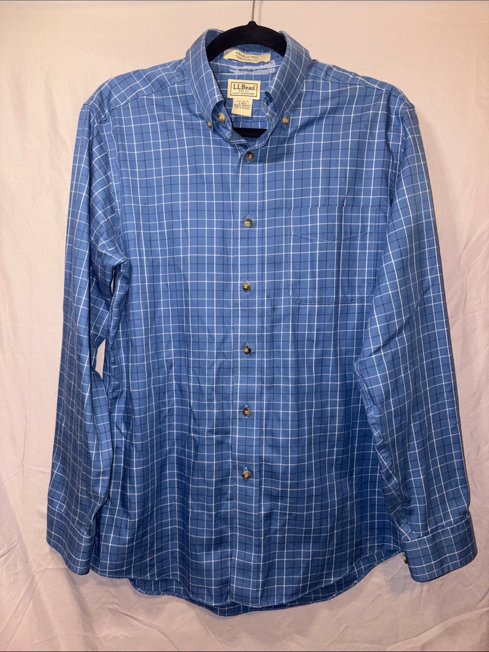 L.L. Bean Men’s Blue Windowpane Button-Down Shirt